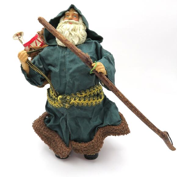 Old World Santa Figurine Stiffened Cloth Fabric Mache Style 7” Father Christmas - Picture 11 of 12